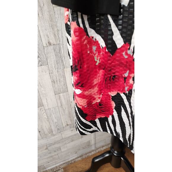 aDRESSing Woman SIZE L Shimmer Zebra Rose Short Dress Black Shrug Kimono Sleeve - Picture 11 of 13